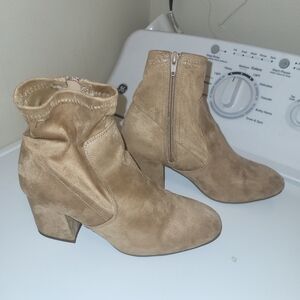 Women's Taupe Suede Ankle Boots with Side Zip